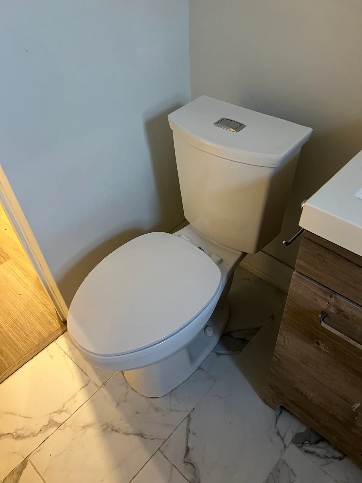 Finished bathroom toilet and vanity area at 3000 Bathurst