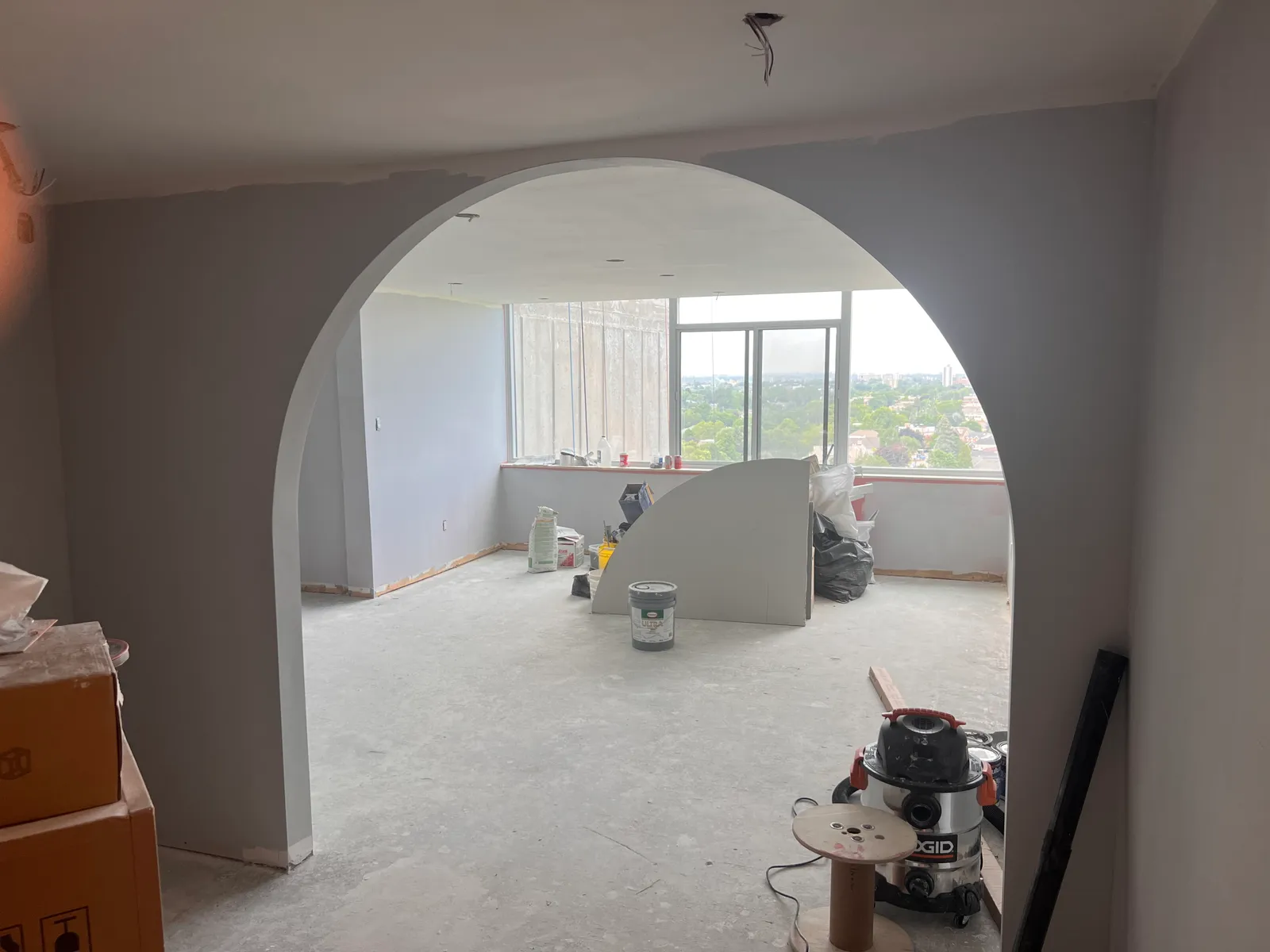 3000 Bathurst interior arch during drywall and electrical rough-in