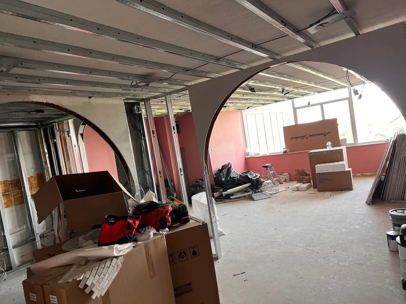3000 Bathurst interior renovation during framing and ceiling preparation