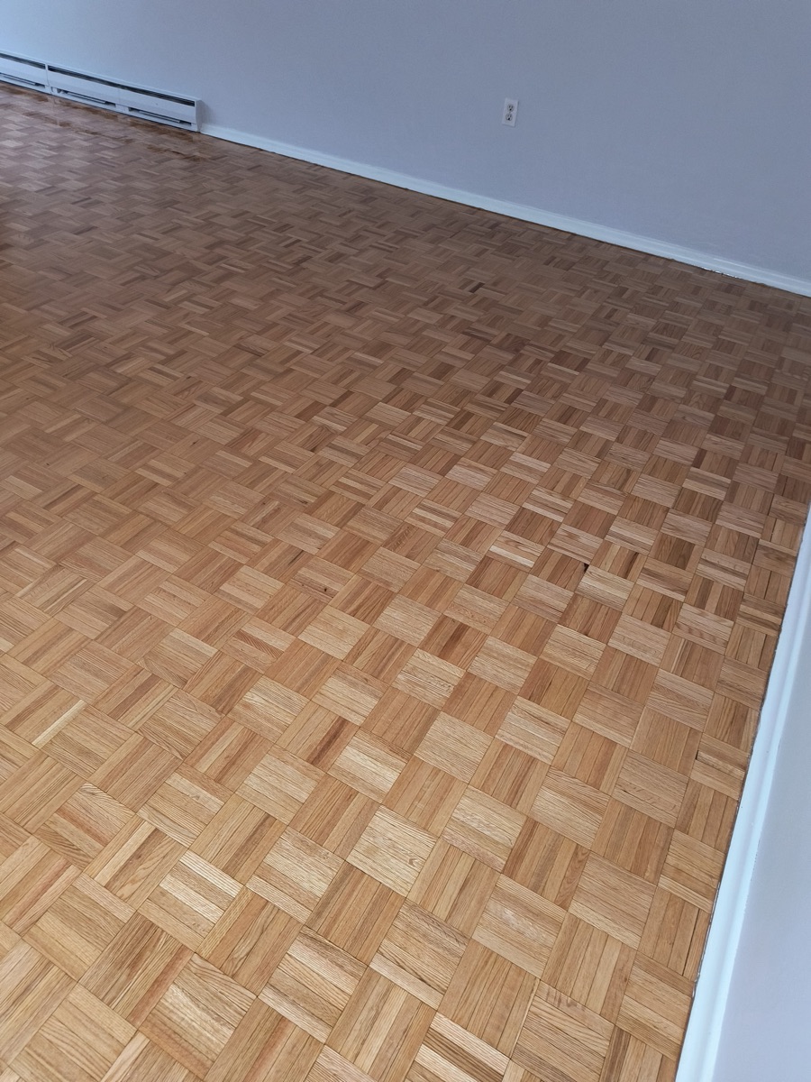 Hamilton parquet floor after sanding and before protective finish application