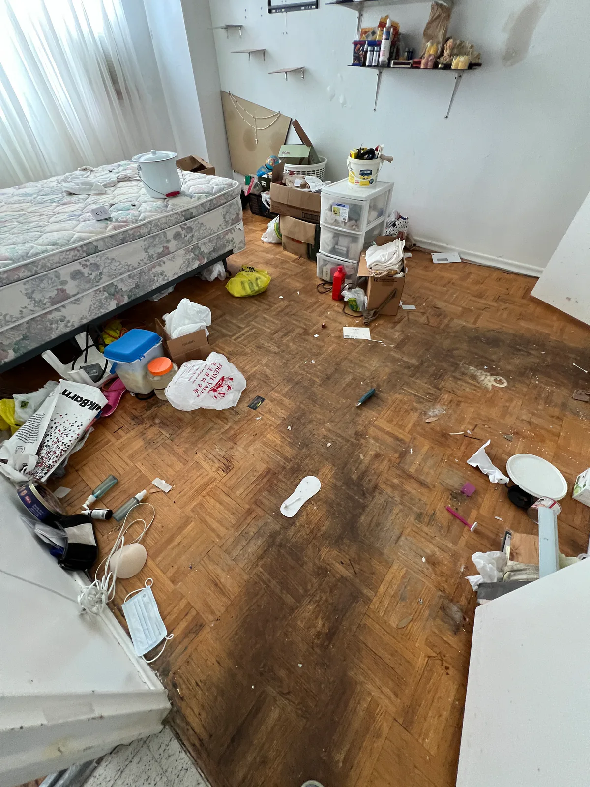 Bedroom before clearing and renovation at Kingsbridge, Bathurst
