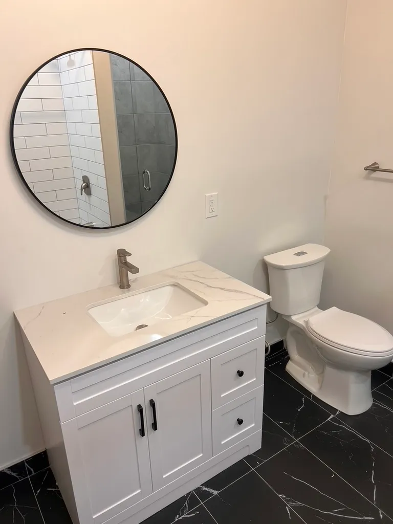 Completed 34 Noble bathroom vanity and fixtures